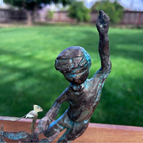 Malcom Moran Boy with Birds Bronze Tabletop Sculpture - Mid-Century MCM - Picture 7 of 10